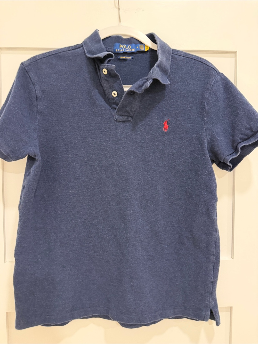 Polo Ralph Lauren Custom Slim Fit Polo Shirt Men’s Medium Navy Blue Red Pony